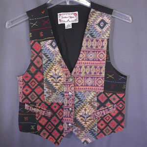 Vintage Jonathan Martin Tapestry‎ Vest Size Small Western Embroidery Boho